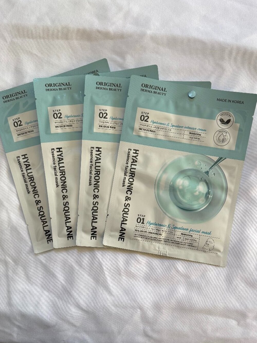 Derma Hyaluronic & Squalane 2-Step: Facial Mask, Intensive Cream, Korea, 4 Pack